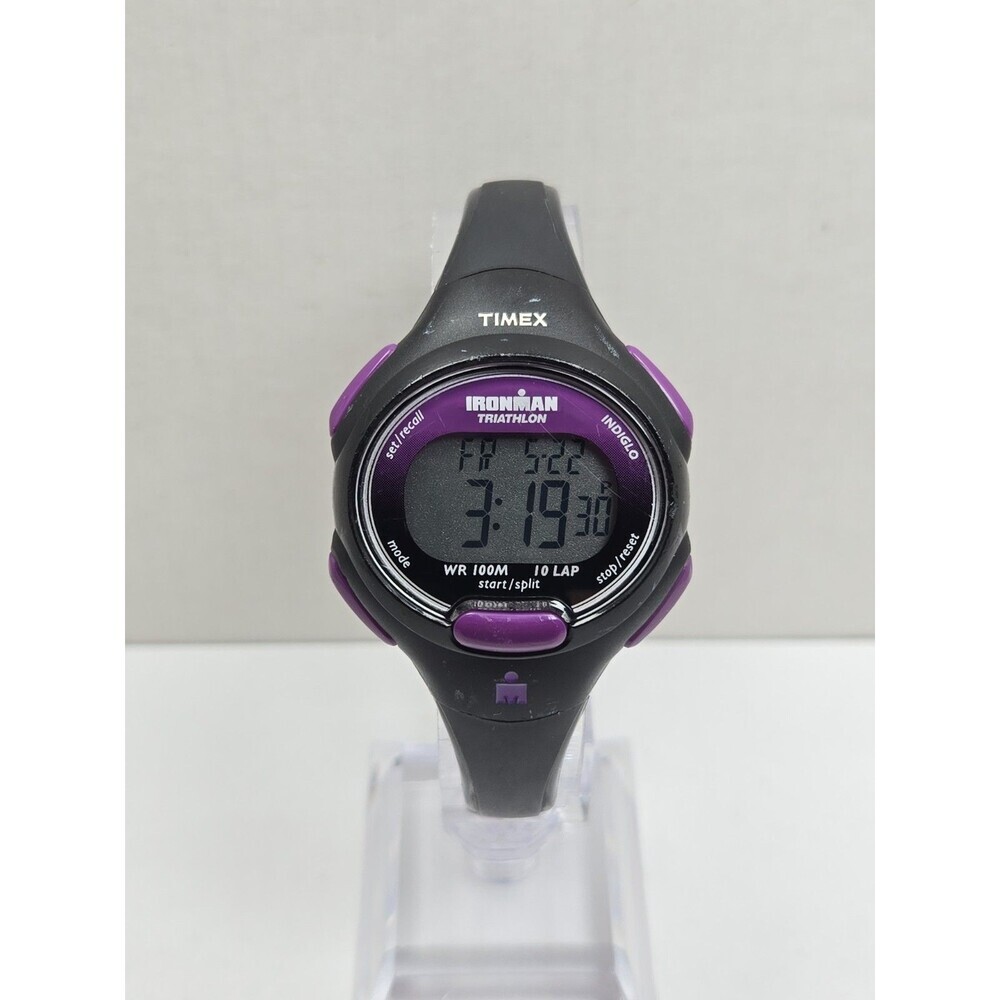 Timex Ironman T5K523 Womens 35mm Black Purple Digital Indiglo Watch New Battery